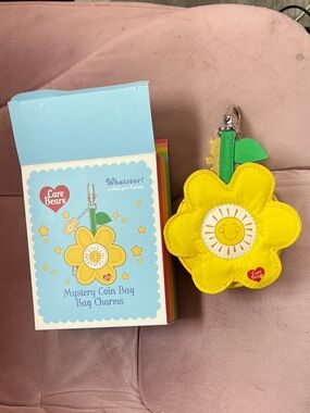 Whatever! Makes You Happy! Care Bears Yellow Sunflower Coin Bag Keychain